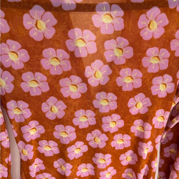 Free People Floral Ruched Blouse in Pink and Orange - Picture 7 of 8